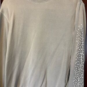 Tan Sweatshirt with White Sleeve Accents